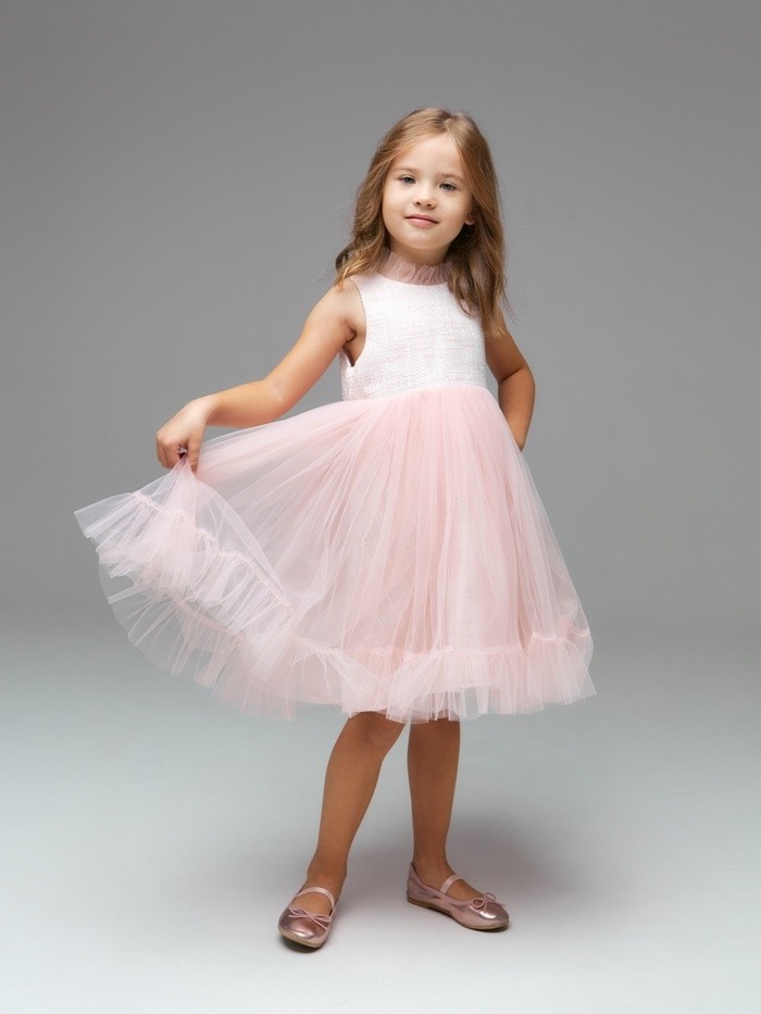 Платье нарядное детское MINAKU: PartyDress со стойкой цвет розовый, р-р 116