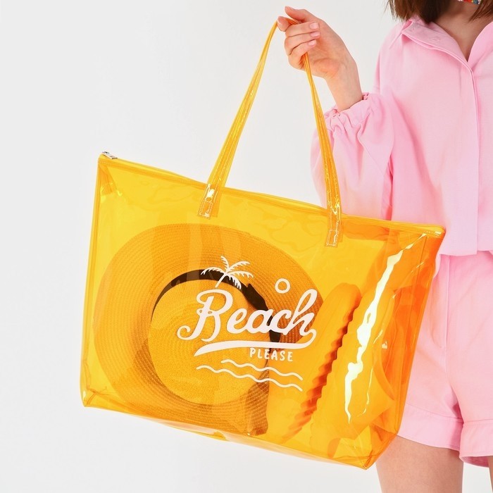 Сумка женская пляжная Beach please, 50×35×11 см, оранжевая