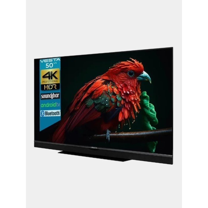 Телевизор VESTA V50MUA7500, 50", 3840×2160, DVB-T2/C/S2, HDMI×3, USB×2, Smart TV, саундбар, чёрный