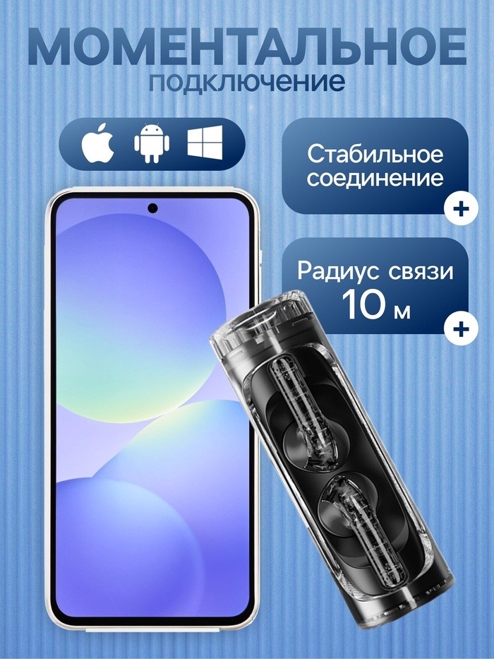 Наушники беспроводные YX11, TWS, вкладыши, Bluetooth 5.3. 28/200 мАч, шумоподавление, чёрные в прозрачном кейсе