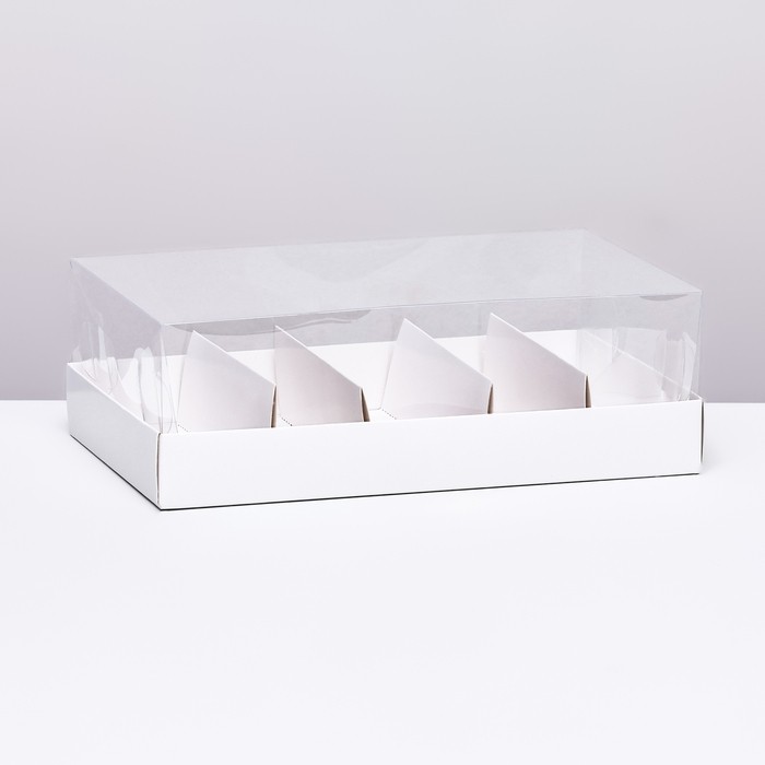 Кондитерская коробка складная под 5 эклеров, белая, 22×13.5×7 см