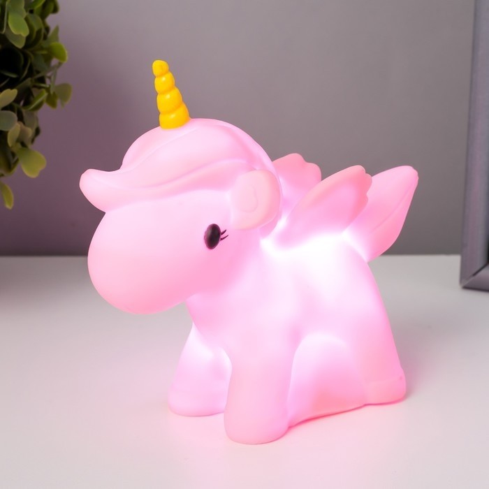 Фигурка светящаяся RISALUX «Единорог с крылышками», ночник LED×1, пластик, 17×6×14.5 см, МИКС