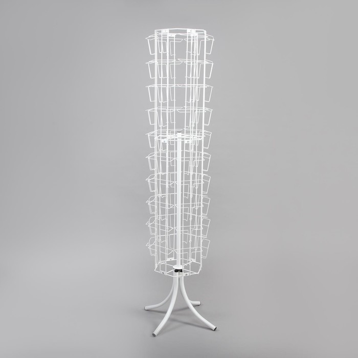 Стойка-вертушка для открыток, напольная, 60 карманов А5, 40×40×180 см, цвет белый