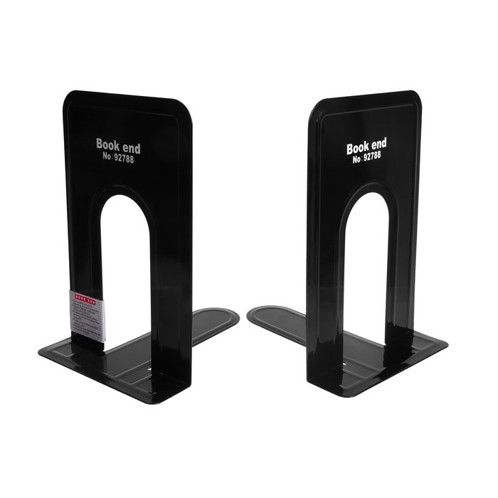Держатель (ограничитель) подставка для книг, 19×15.8×13.5 см, 2 шт., металл, чёрный