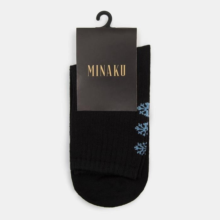 Носки новогодние мужские "Снеговики" MINAKU цвет чёрный (27 см) (Цена за 2 шт.)