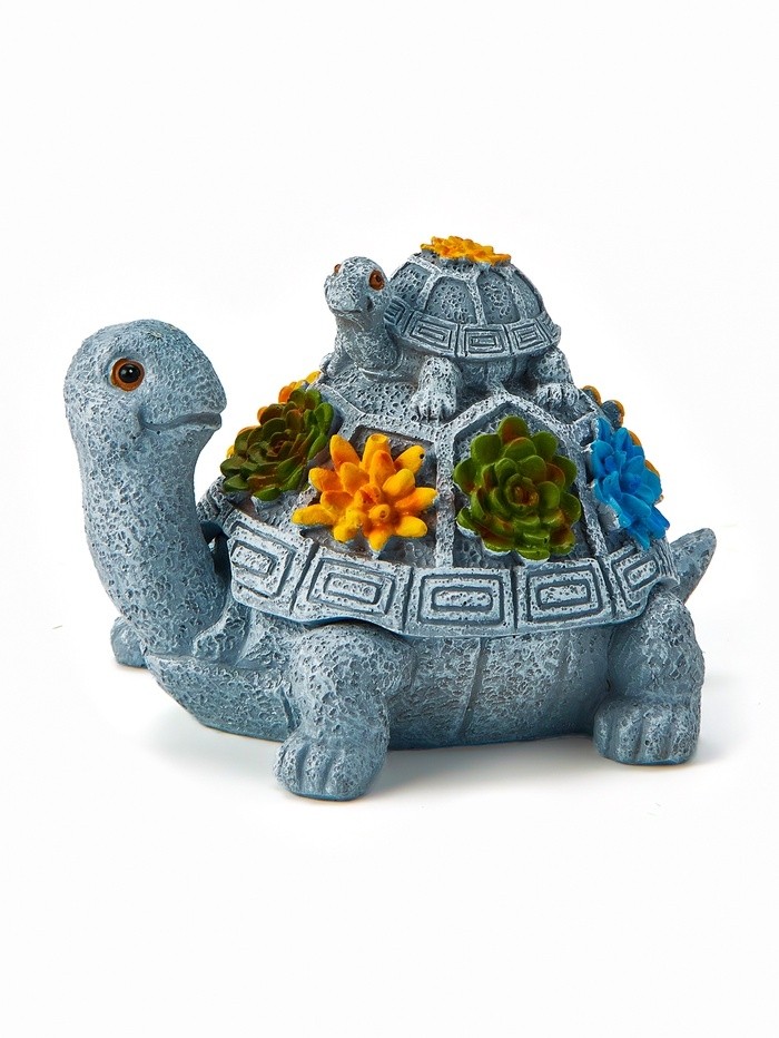 Фигурка полистоун TAKE IT EASY «Две черепашки», серый камень, 14×11×9.8 см