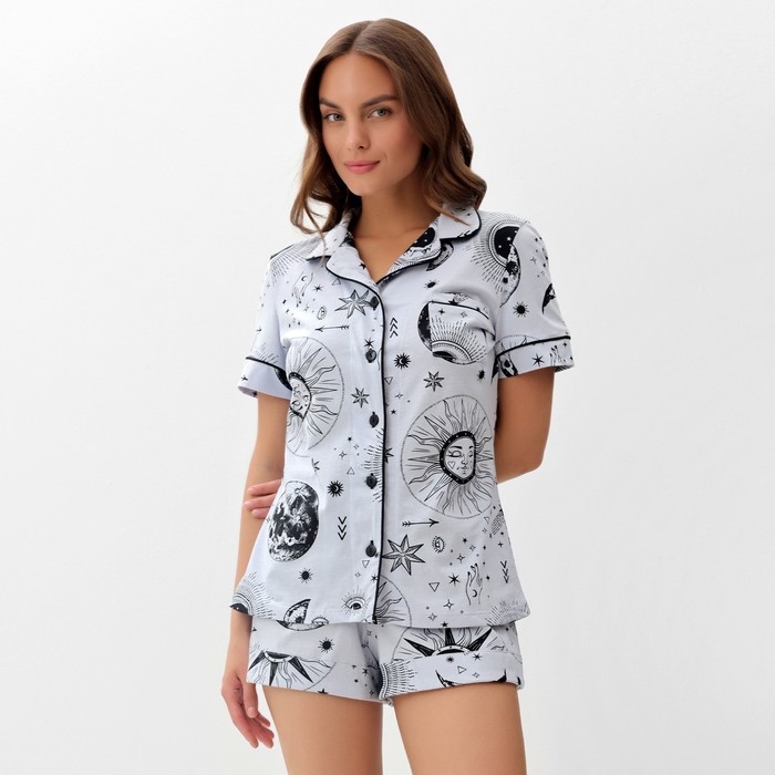 Пижама женская (рубашка, шорты) KAFTAN Magic night, голубая