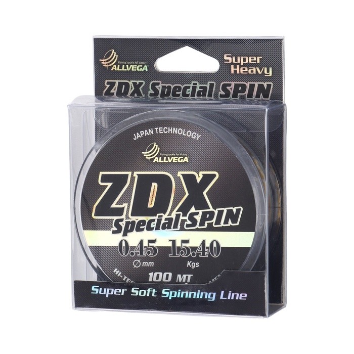Леска Allvega ZDX Special spin диаметр 0.45 мм, тест 15.4 кг, 100 м, прозрачная