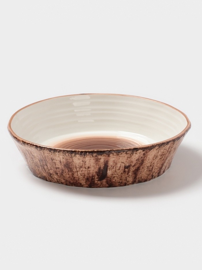 Тарелка глубокая Magistro Wood, 700 мл, d=18.2 см, фарфор, коричневая