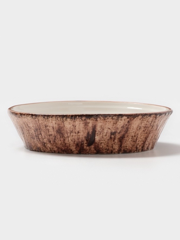 Тарелка глубокая Magistro Wood, 700 мл, d=18.2 см, фарфор, коричневая