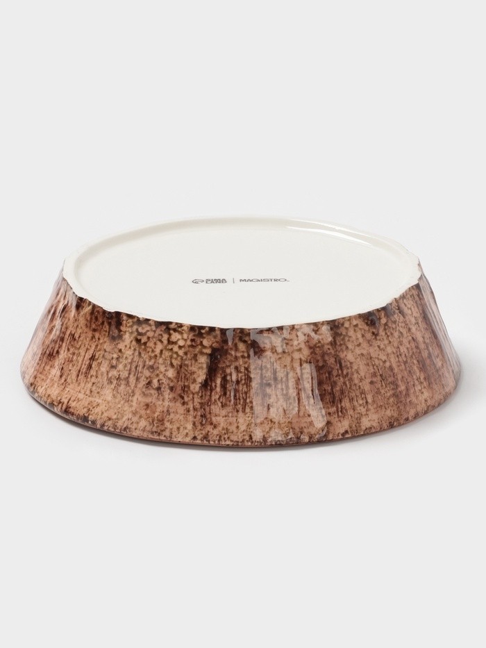 Тарелка глубокая Magistro Wood, 700 мл, d=18.2 см, фарфор, коричневая