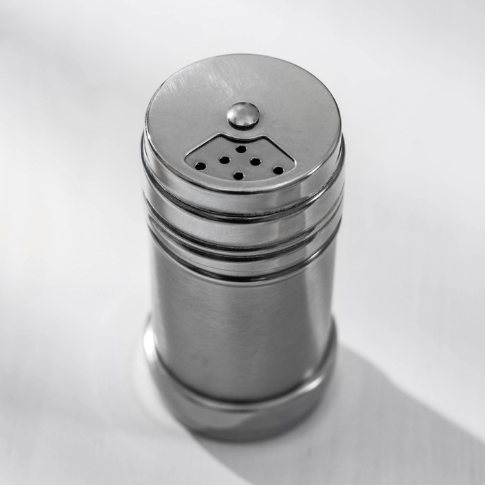 Солонка «Металлик», 120 мл, 4.3×8 см, нержавеющая сталь, серебристая