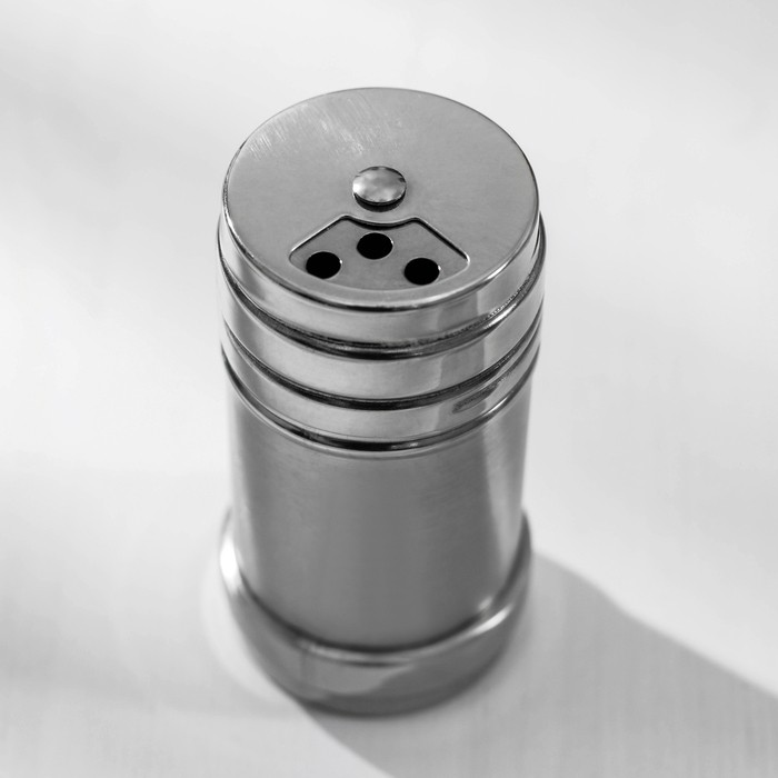 Солонка «Металлик», 120 мл, 4.3×8 см, нержавеющая сталь, серебристая