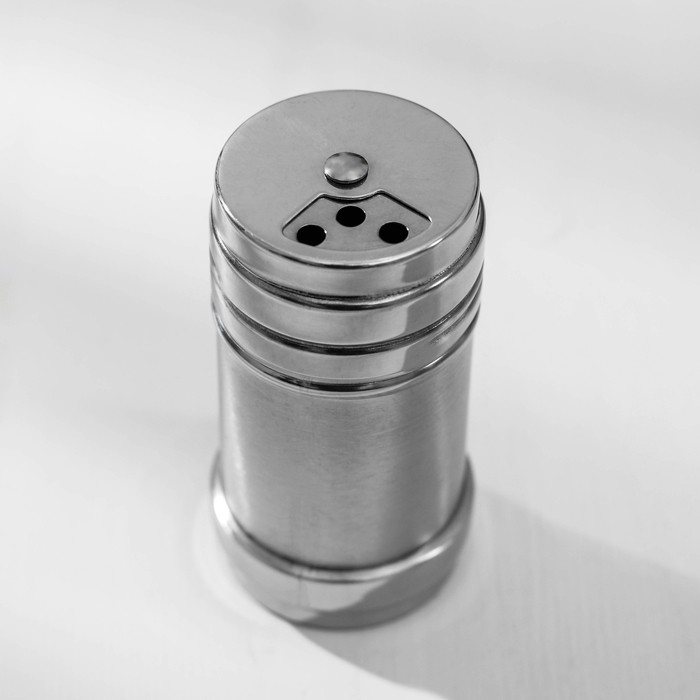 Солонка «Металлик», 120 мл, 4.3×8 см, нержавеющая сталь, серебристая