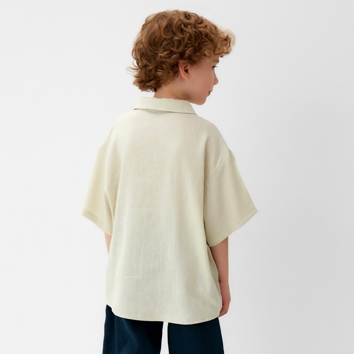 Рубашка для мальчика KAFTAN Linen, размер 34 (122-128 см), молочная