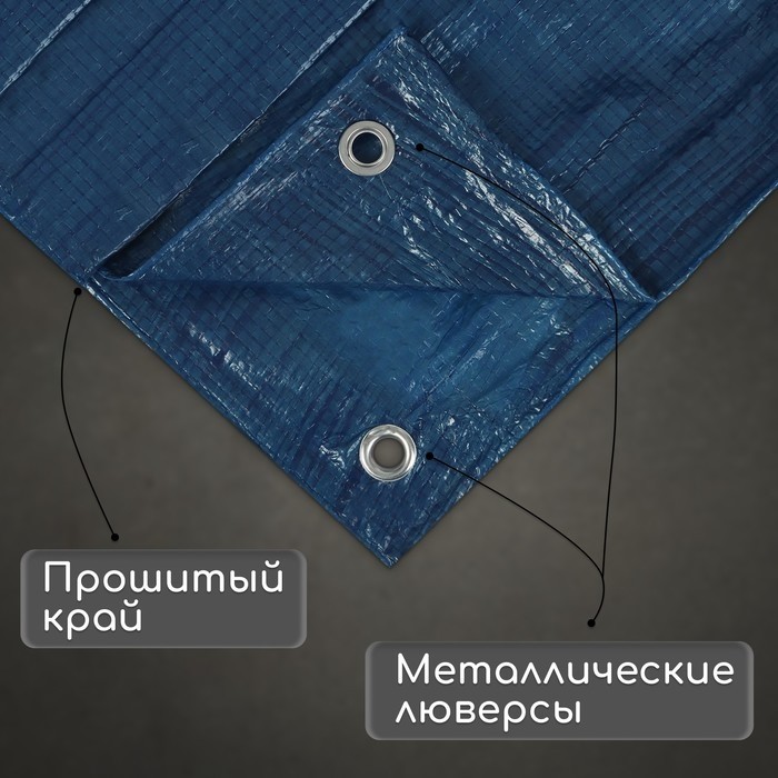 Тент защитный, 8×6 м, плотность 60 г/м², люверсы шаг 1 м, тарпаулин, УФ, синий