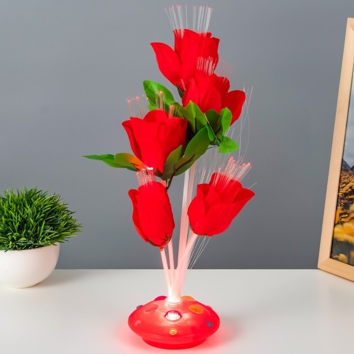 Фигурка светящаяся RISALUX «Розы», LED-ночник, от батареек, H.35 см, МИКС