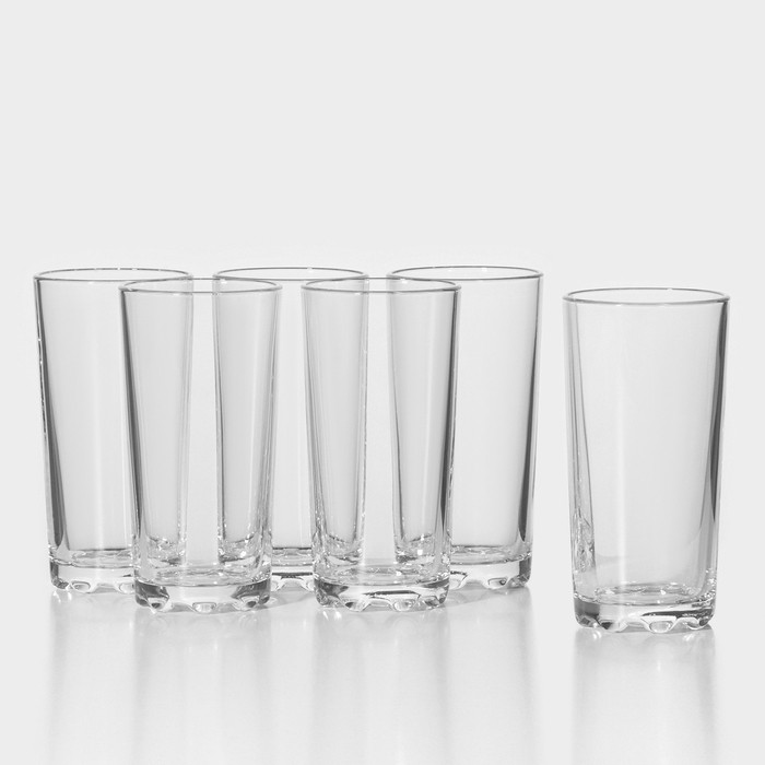 Стаканы «Глория», 280 мл, d=7 см, h=14 см, набор 6 шт., стекло, прозрачные (Цена за 3 шт.)