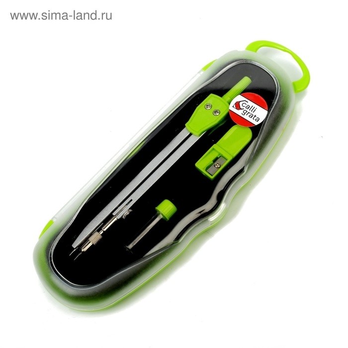 Готовальня 3 предмета: циркуль, грифель, точилка, в пластиковом пенале
