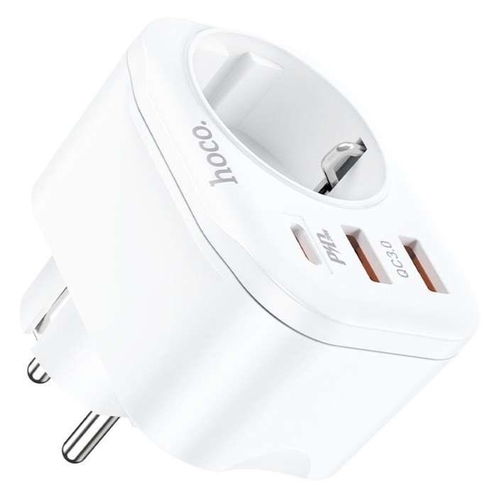 Разветвитель Hoco NS3, 2 USB, Type-C, 20 Вт, PD, QC, белый