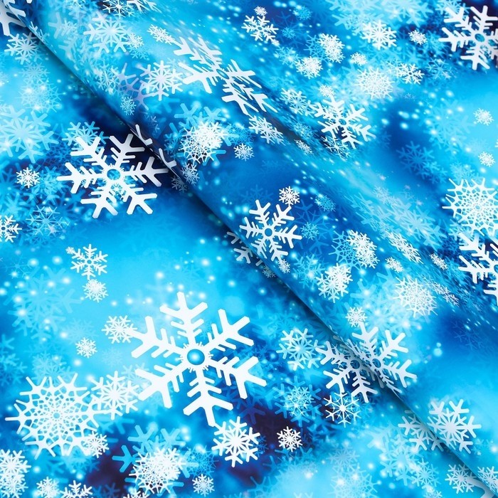 Бумага упаковочная глянцевая «Снежинки», 70×100 см, 1 лист