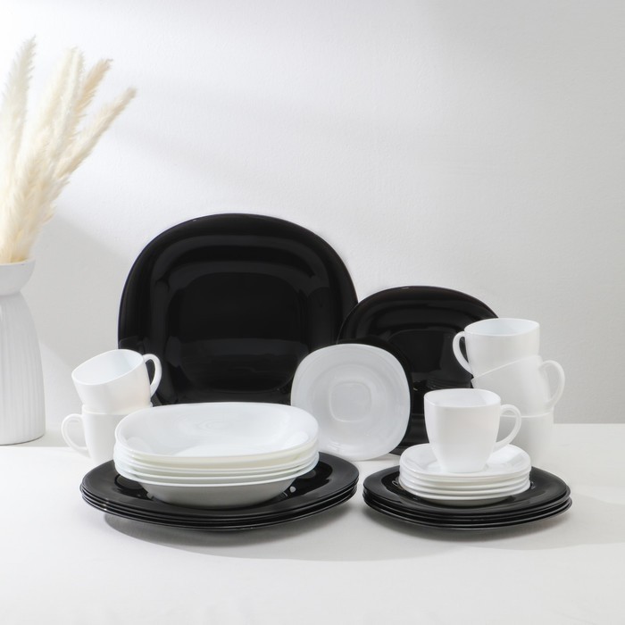 Сервиз столовый Luminarc Carine White&Black, 30 предметов, стеклокерамика, белый, чёрный