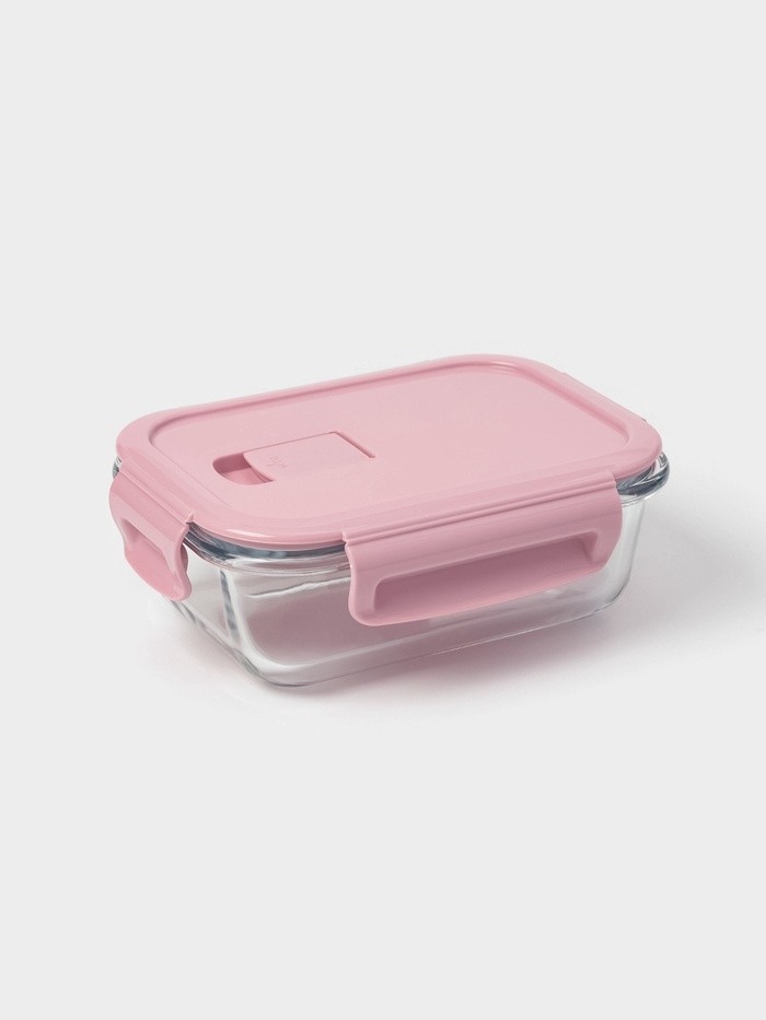 Контейнер Доляна Cook and Freeze, 380 мл, 15×11×5.5 см, с крышкой, жаропрочное стекло, МИКС