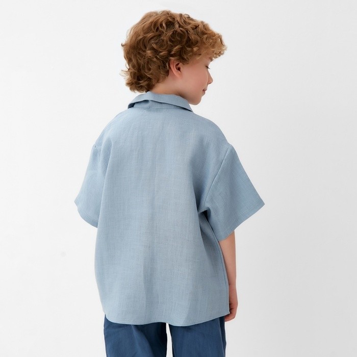 Рубашка для мальчика KAFTAN Linen, размер 30 (98-104 см), голубая