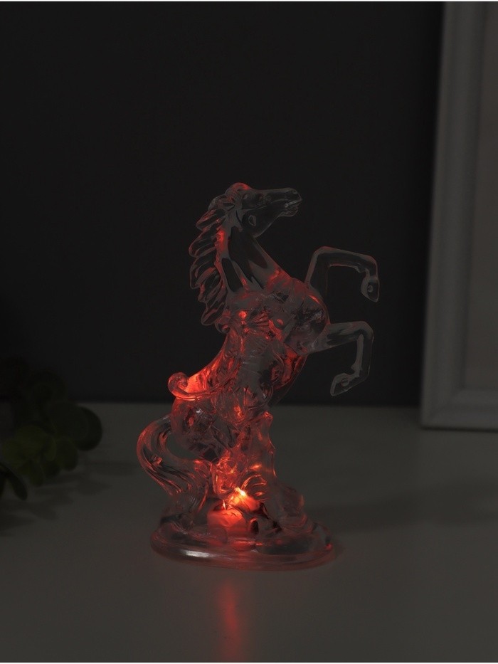 Светодиодная свеча, ночник LED RISALUX «Конь», RGB, 3×AG13, 5×8×15 см