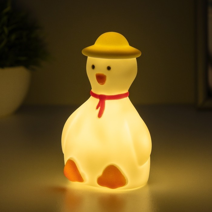 Фигурка светящаяся RISALUX «Кряква», LED-ночник, 1 Вт, 3×LR44, белый, 7×5×11.5 см