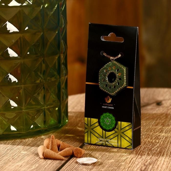 Аромаконусы Chakra, 40 шт, подставка, Сладкий апельсин, лимон и пачули