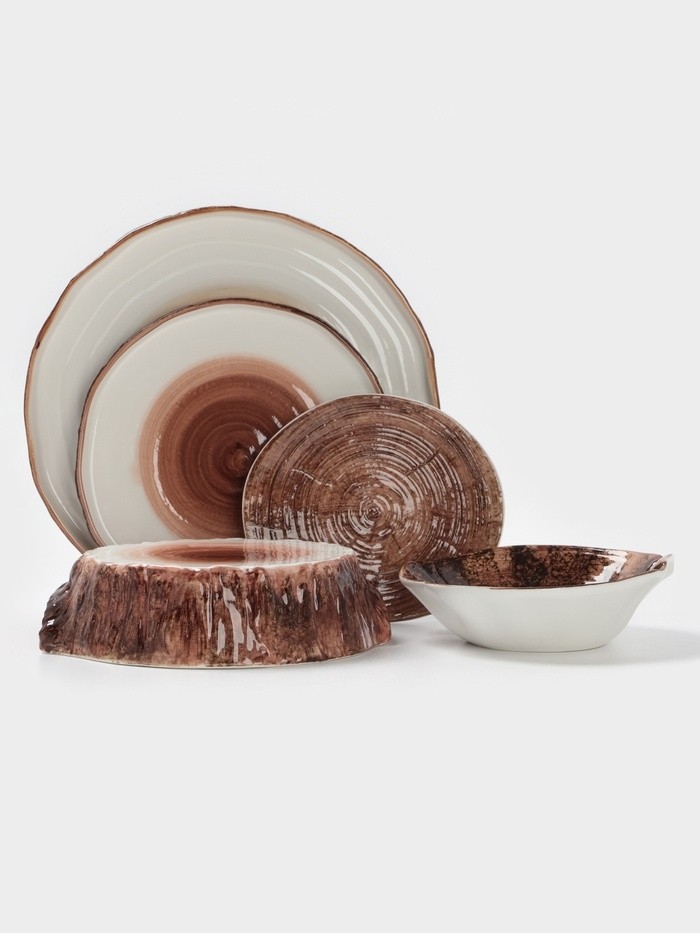 Тарелка глубокая Magistro Wood, 1.95 л, d=23.5 см, фарфор, коричневая