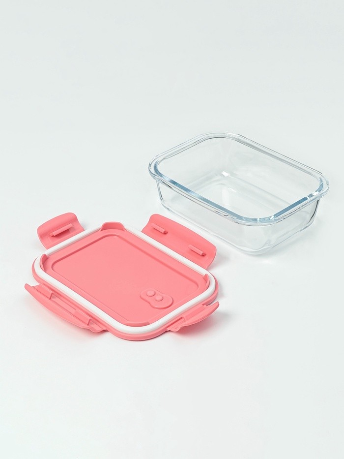 Контейнер Доляна Cook and Freeze, 650 мл, 17.5×13×6 см, с крышкой, жаропрочное стекло, МИКС