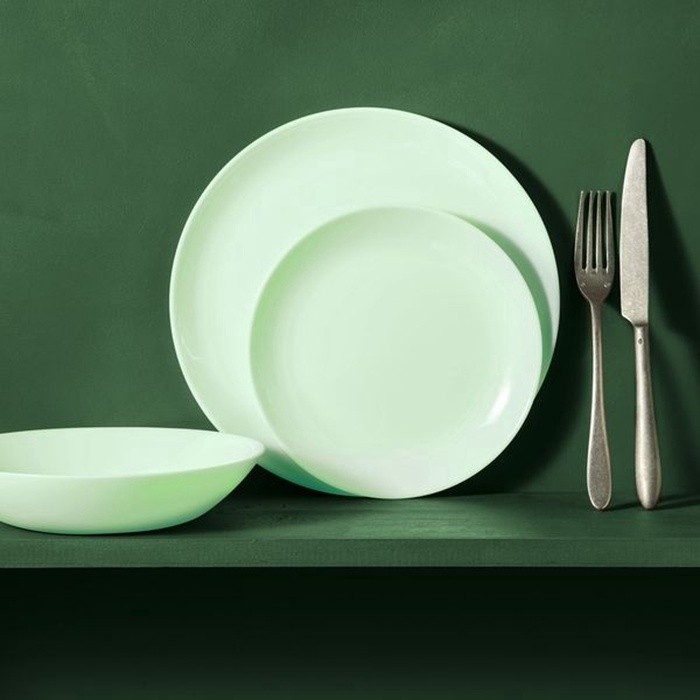 Десертная тарелка Luminarc DIWALI PARADISE GREEN, d=19 см, стеклокерамика, светло-зелёная
