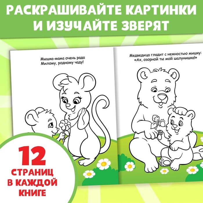 Раскраски набор «Для малышей», с цветными карандашми 6 цв., 4 шт. по 12 стр. (Цена за 2 шт.)