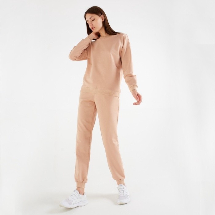 Костюм женский (свитшот, брюки) MINAKU: Casual Collection цвет бежевый