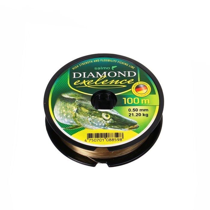 Леска монофильная Salmo Diamond EXELENCE, диаметр 0.5 мм, тест 21.2 кг, 100 м, светло-зелёная   7589