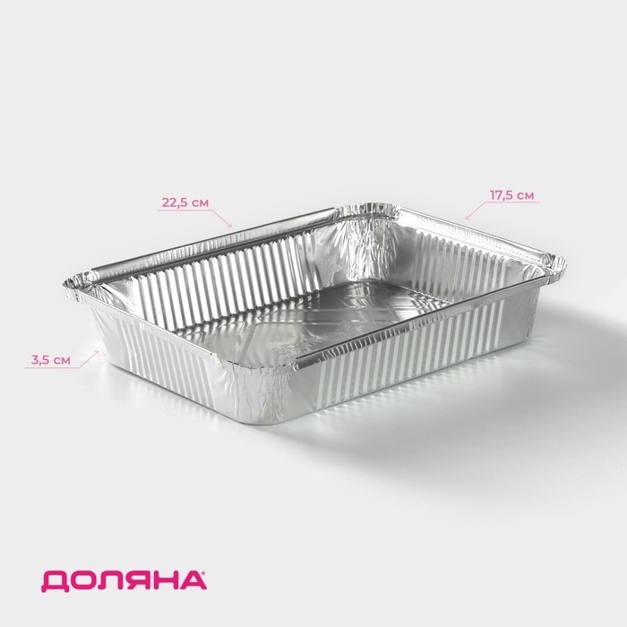 Форма из фольги для выпечки и запекания Доляна, 1,1 л, 225×175×35 мм, 2 шт