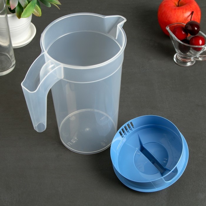 Кувшин для воды с крышкой, 1,2 л, пластик, МИКС