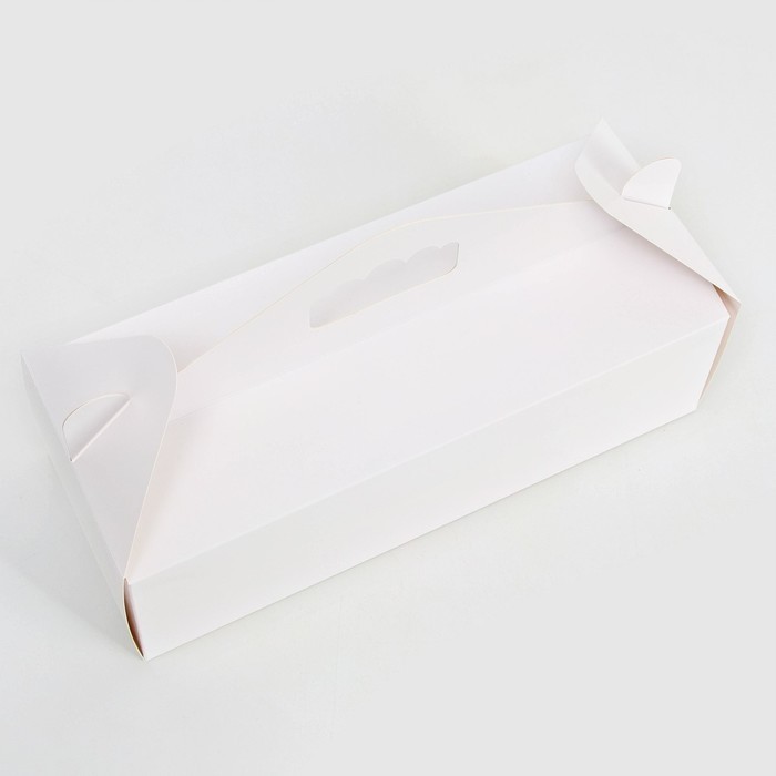 Кондитерская упаковка «Рулет», белая, 30×12×9 см (Цена за 5 шт.)