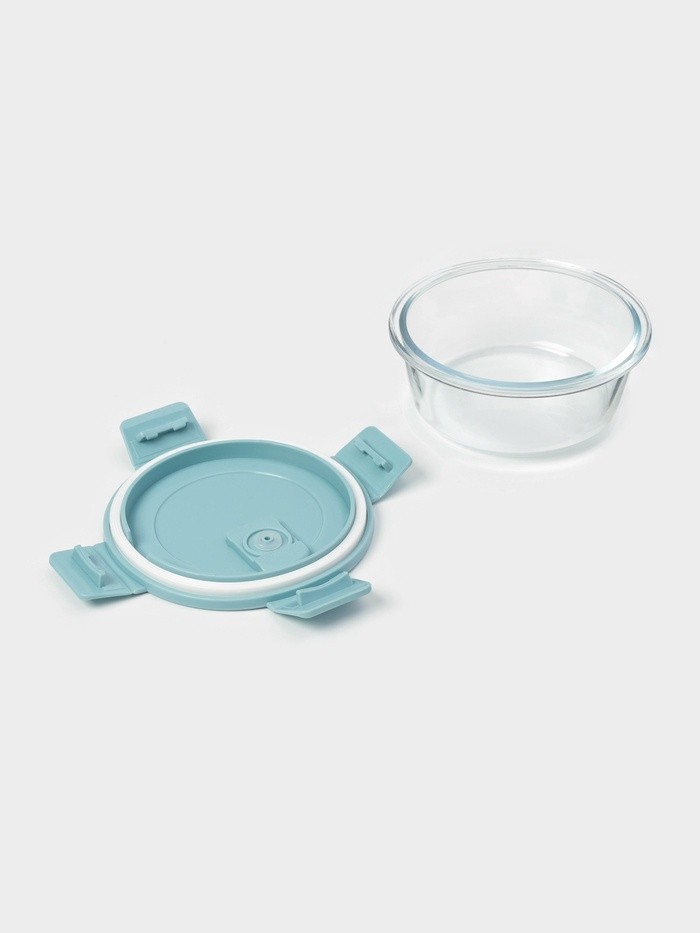 Контейнер Доляна Cook and Freeze, 370 мл, 13.5×6 см, с крышкой, жаропрочное стекло, МИКС