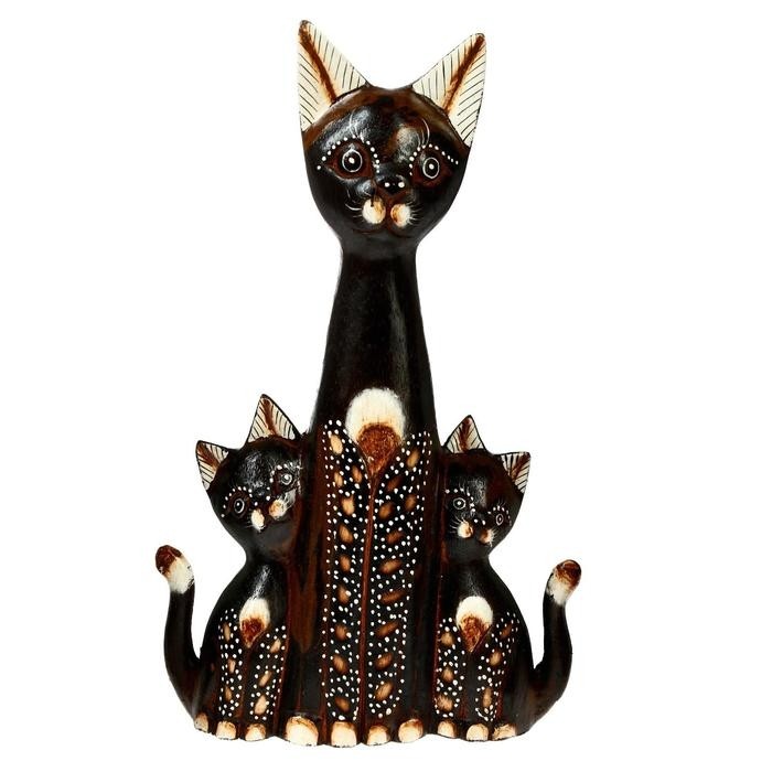 Сувенир «Три коричневые кошки», 5×18×30 см, дерево