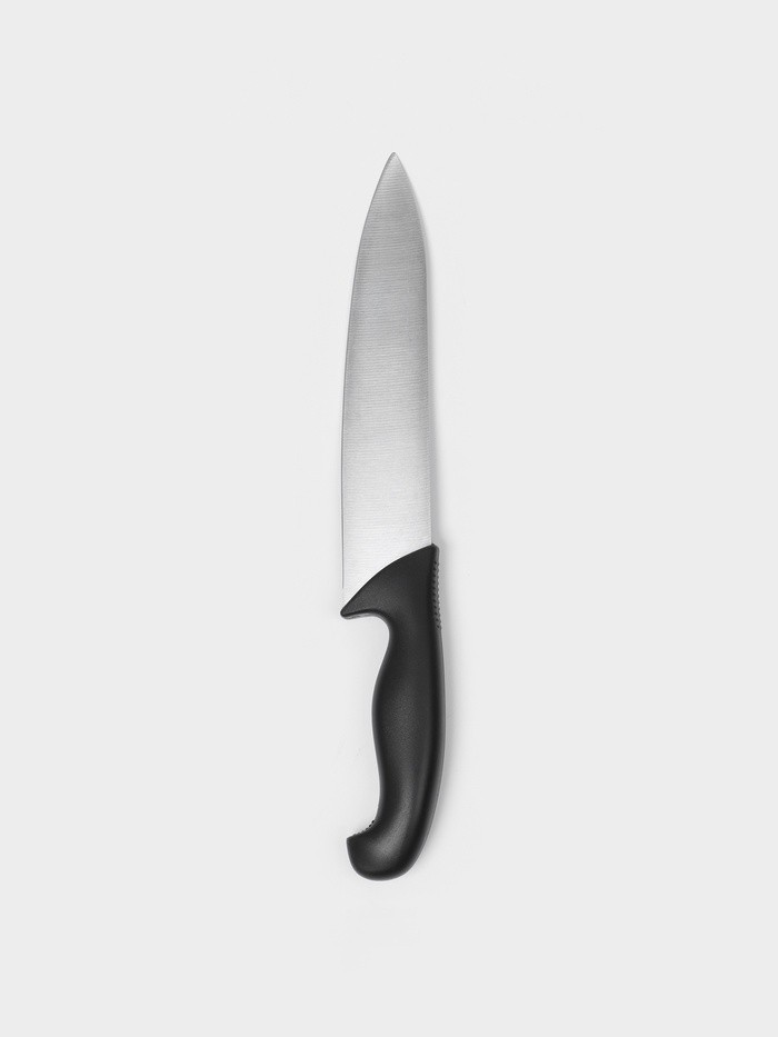 Нож кухонный шеф Sharp, лезвие 19.5 см, нержавеющая сталь, чёрная ручка