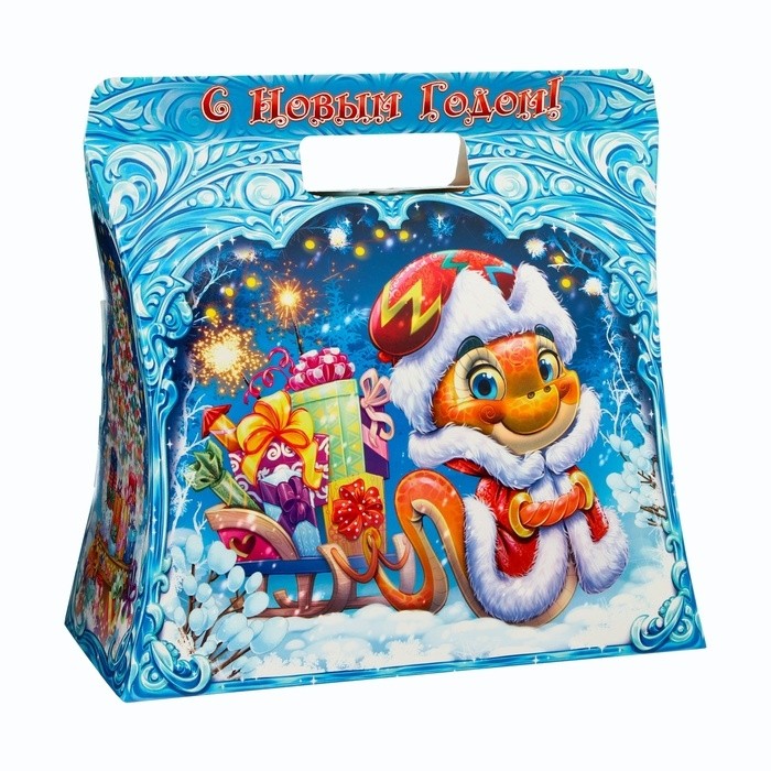 Подарочная новогодняя коробка «Сумка со змеей Символ года», упаковка, 24.5×11.5×23 см (Цена за 5 шт.)