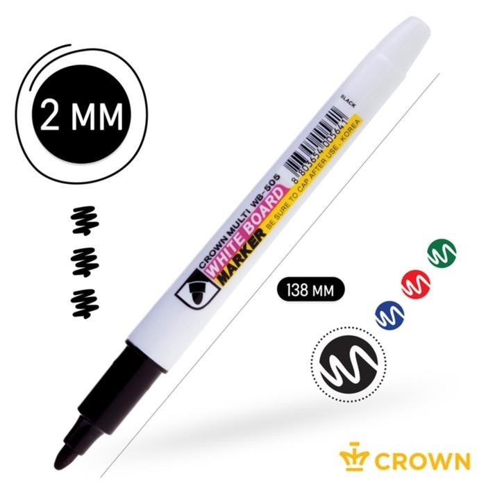 Маркер для доски 2.0 мм, Crown Multi Board Slim WB-505, чёрный (Цена за 12 шт.)