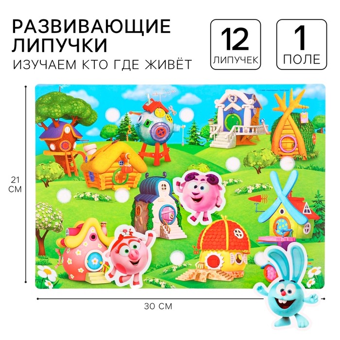 Игра развивающая на липучках «Изучаем кто где живет», Смешарики