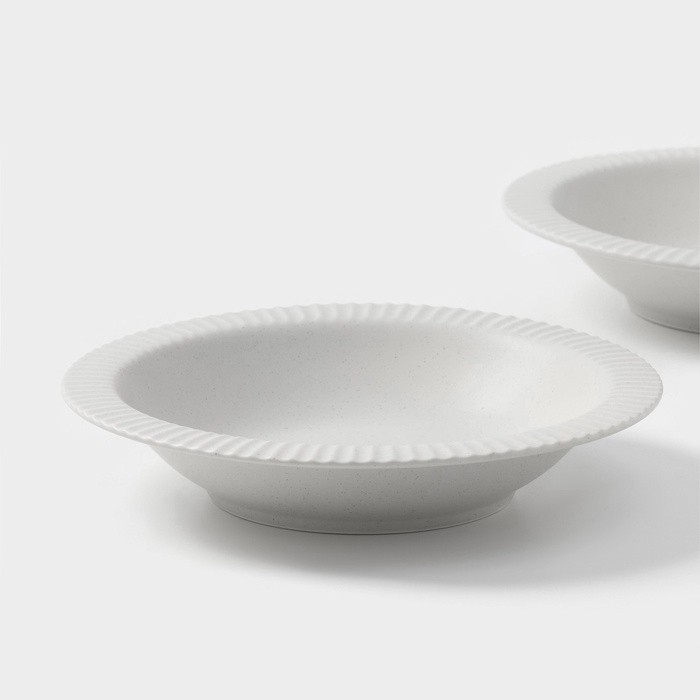 Тарелки Magistro Jarwah Lausanne, 550 мл, 21.3×4 см, глубокие, набор 2 шт., фарфор, белые