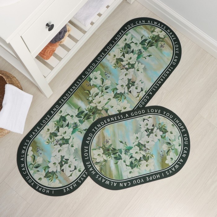 Коврики для дома SAVANNA «Ботаника», 2 шт., 40×120 см, 40×60 см, зелёные