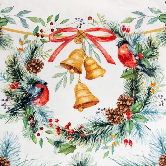 Набор новогодний столовый Этель "Сhristmas bells" Скатерть новогодняя 150х220 +/-3см с ГМВО, салфетки 40х40см-12штуки