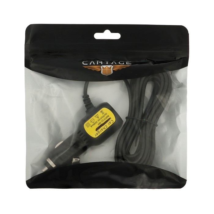 Зарядное устройство Cartage, угловой mini USB, 2 USB 3,4 А, 5 В, провод 3,5 м